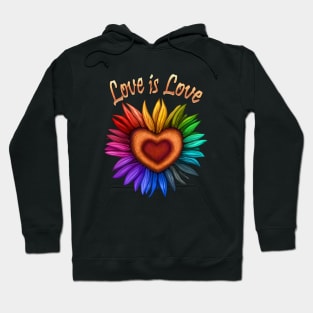 Pride LGBT+ Sunflower Heart Love is Love Hoodie